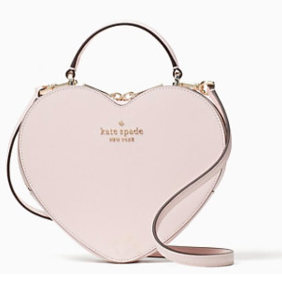 NWT Kate Spade Love Shack Heart Crossbody Purse Leather Chalk Pink Light $329 - Picture 5 of 6